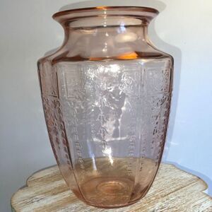 Pink Depression Glass Vase Princess Pattern Anchor Hocking